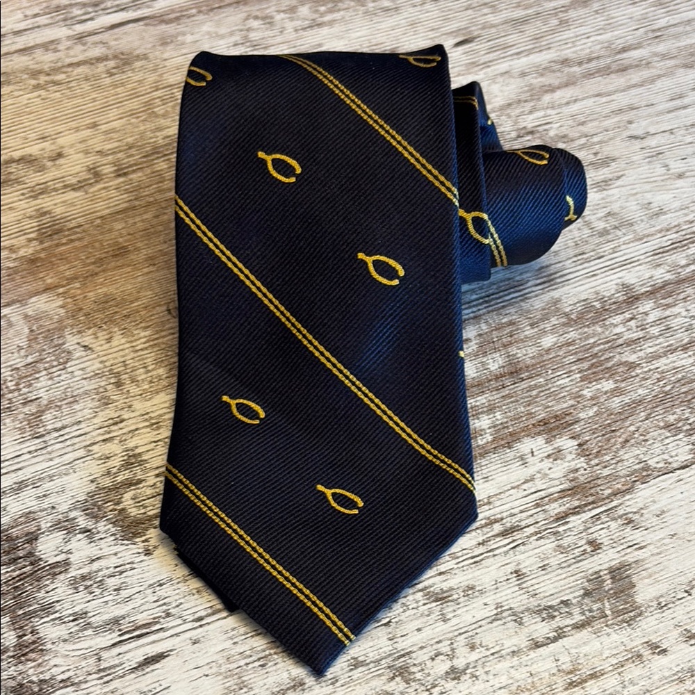 Michael Bruce 100% Silk Navy and Gold Men's Tie